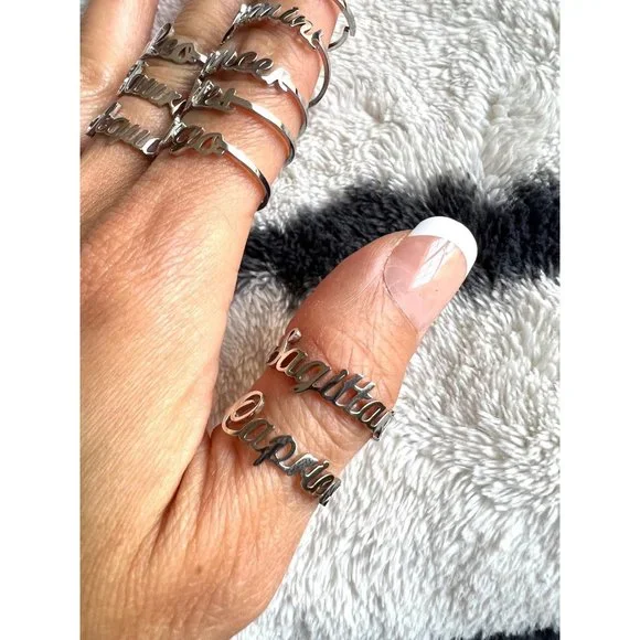 Stainless Steel ZODIAC Horoscope Rings - Picture 3 of 9